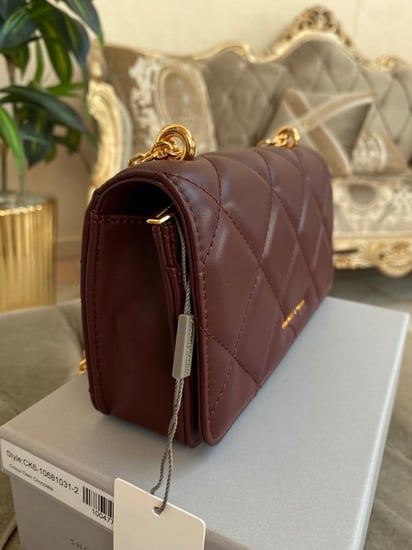 كروس بدي تشارلز اند كيث عنابي Paffuto Chain Handle Quilted Long Wallet  charlid and kith