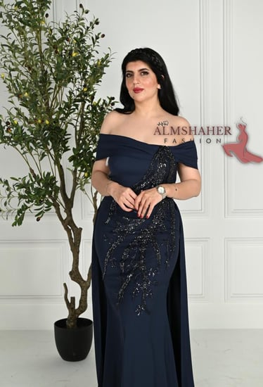 فستان سهره تفته حرير  شك خرز من الامام والخلف ناح