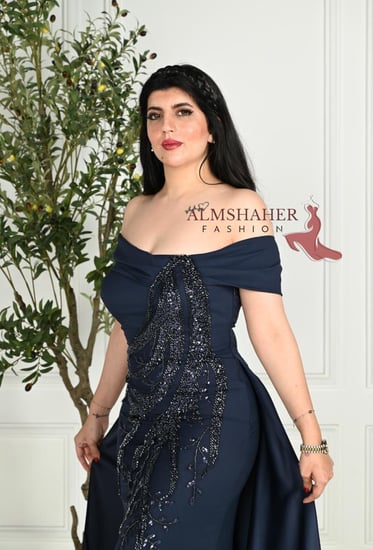 فستان سهره تفته حرير  شك خرز من الامام والخلف ناح