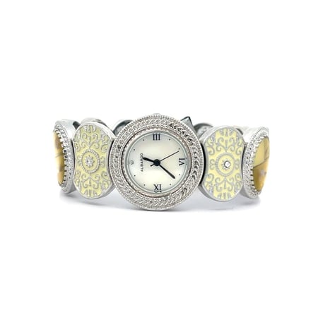 Luxurious watch with a stylish engraved design, made in Korea