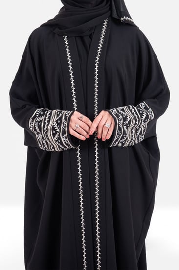 عباية مشلح لف من قماش الكريب كم عادي