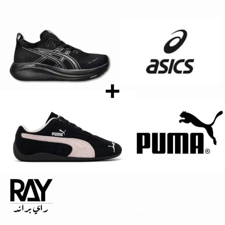 شوز اسيكس نيمبوس ٢٧ اسود  + بوما وردي