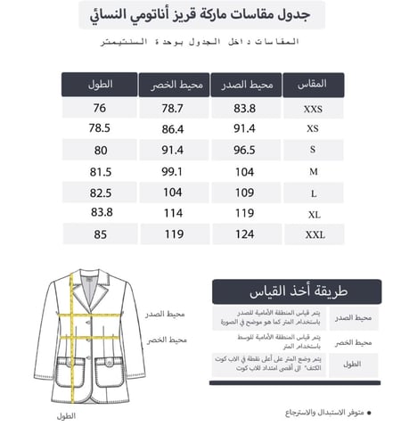 لابكوت قريز اناتوني نسائي هانا