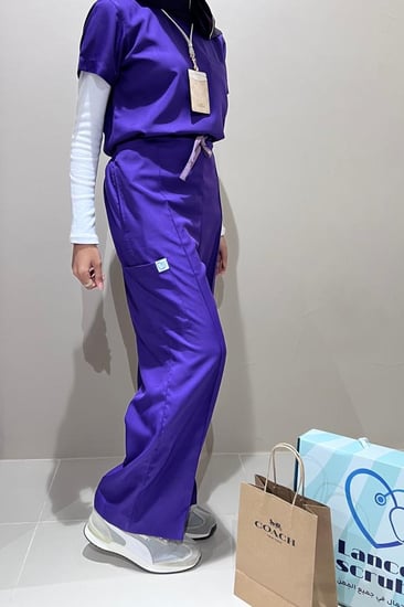 طقم سكراب ب قصه دائريه لون بنفسجي | Eggplant