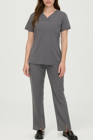 طقم سكراب لون رمادي - pewter