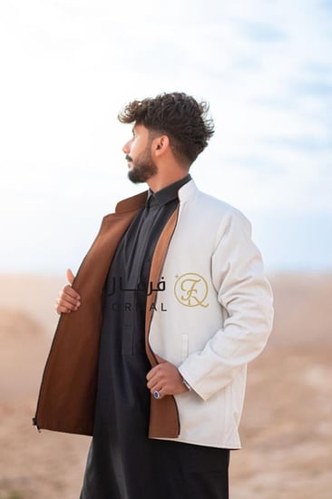 جاكيت شتوي جوخ دبل فيس بني مع سكري