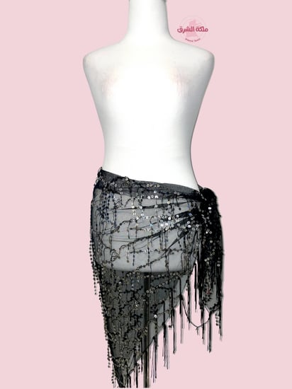 حزام رقص اسود مع فضي - احزمة رقص شرقي