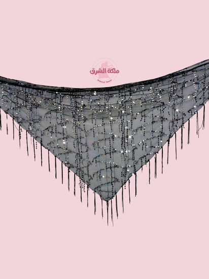 حزام رقص اسود مع فضي - احزمة رقص شرقي