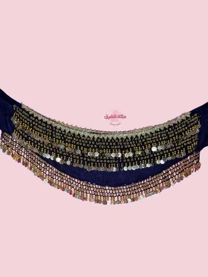 حزام رقص لطيفة القطيفة ذهبي (حياكة يدوية أصيلة)