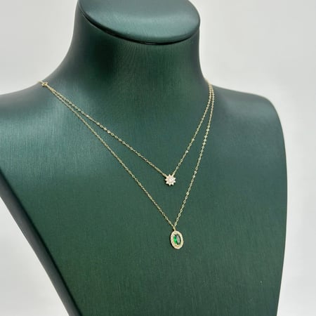 عقد ذهب دورين اصفر ناعم عيار 18 من مجوهرات الشلوي