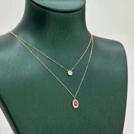 عقد ذهب دورين اصفر ناعم عيار 18 من مجوهرات الشلوي