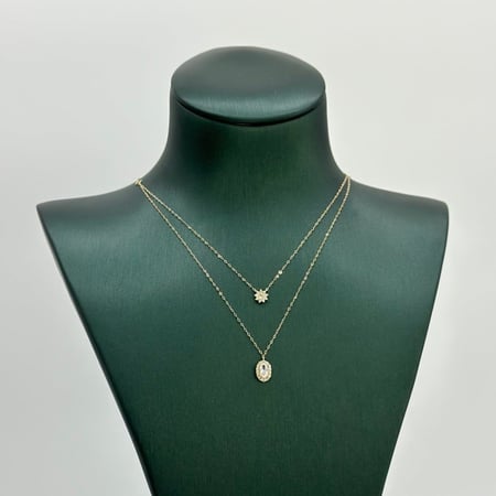 عقد ذهب دورين اصفر ناعم عيار 18 من مجوهرات الشلوي