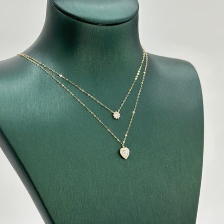 عقد ذهب دورين اصفر ناعم عيار 18 من مجوهرات الشلوي