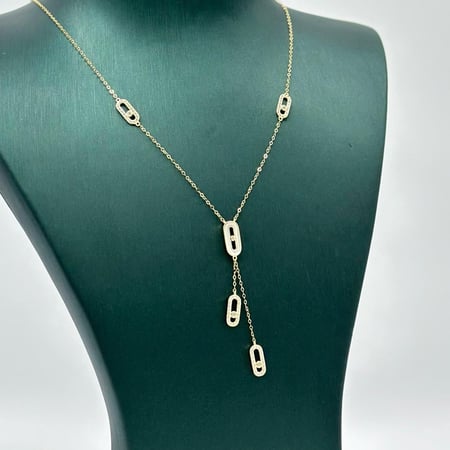 عقد ذهب اصفر تصميم الماس عيار 18 من مجوهرات الشلوي