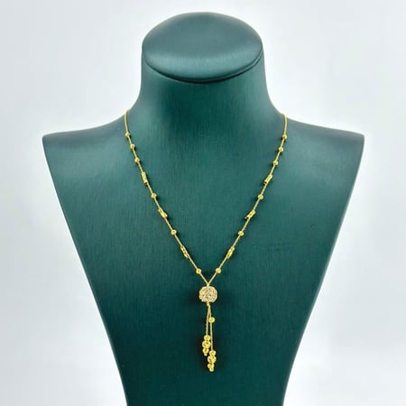 عقد ذهب اصفر تصميم الماس عيار 21 من مجوهرات الشلوي