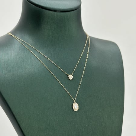 عقد ذهب دورين اصفر ناعم عيار 18 من مجوهرات الشلوي