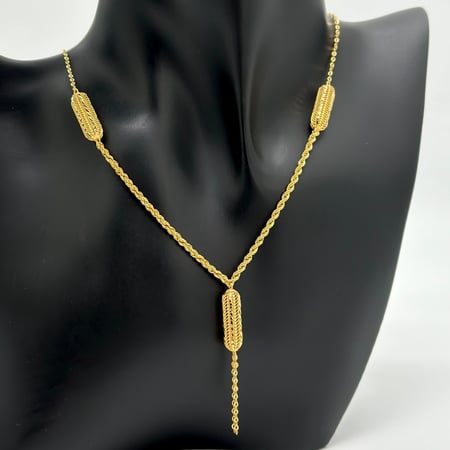 عقد ذهب أصفر عيار 21 من مجوهرات الشلوي - 21k yellow gold necklace from
