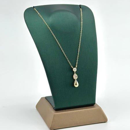 عقد دمعه ذهب اصفر تصميم ألماس عيار 18 من مجوهرات الشلوي