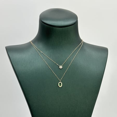 عقد ذهب دورين اصفر ناعم عيار 18 من مجوهرات الشلوي