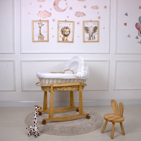 سلة موسى (خيزران خشبي) بقماش حبوب الرمان