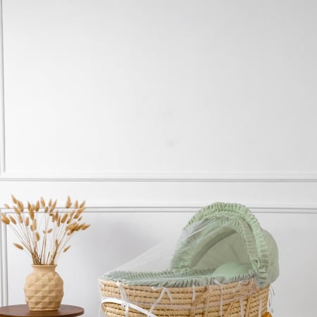 تلبيسه سلة موسى قماش قطن تيفاني بإطراف مكشكشة