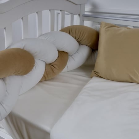 مفرش سرير أطفال ظفيرة 5 قطع بيج لحماية وراحة مثالية