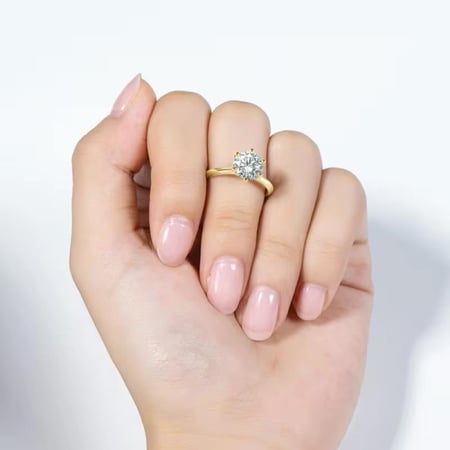 خاتم سوليتير  من حجر المويسانيت 0.5-3.0 قيراط من الفضة عيار 925 مطلي بالذهب عيار 14 قيراطًا  مع شهادة الضمان