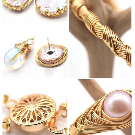 تشكيلة من حلق اللؤلؤ الطبيعي  المطلي بالذهب