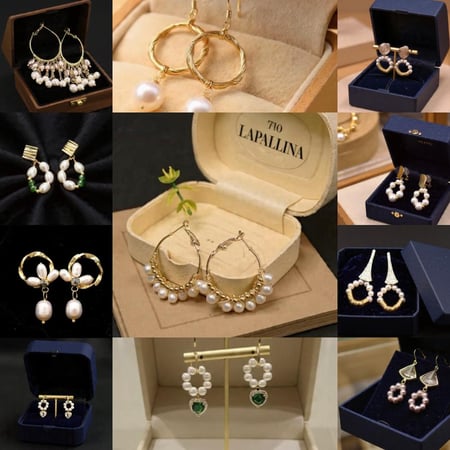 تشكيلة من حلق اللؤلؤ الطبيعي  المطلي بالذهب