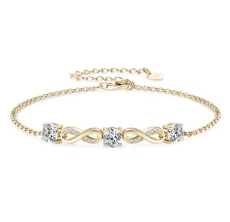 سوار إنفينيتي من ألماسات المويسانيتي مطلي بالذهب عيار 18 قيراطًا بقطر 5 مم ووزن 1.5 قيراط