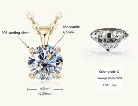 سلسال من الفضه الخالص و مطلي ذهب أبيض مع ألماسة المويسانيتي قيراط واحد / MS008