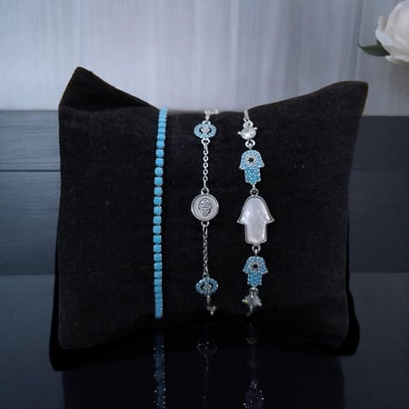 سلاسل  يد تركواز وفضي ناعمه ومميزه  مع سلسلة تنس