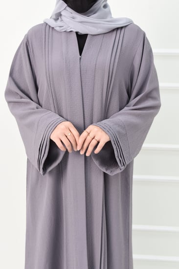 عباية هافانا كاجوال رمادي مع كسرات أمامية