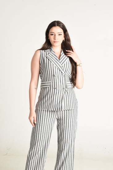 طقم قطن مكون من بلوزة كت وبنطلون