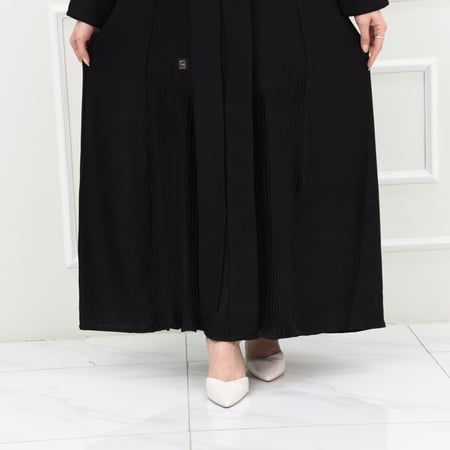 عباية جاكار بنقوش مربعات وكسرات مع كول شال فخم