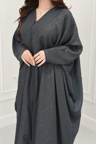 عباية بشت جاكار بلون رصاصي منقط