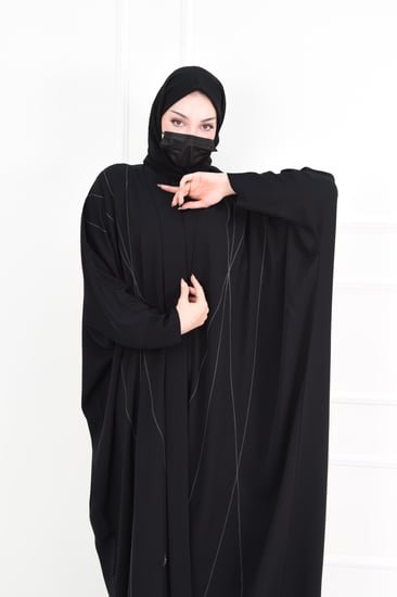 عباية نص بشت مزينة بخياطة رمادي