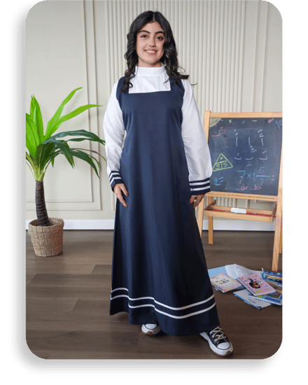 مريول  مدرسي ثانوية خطين أبيض