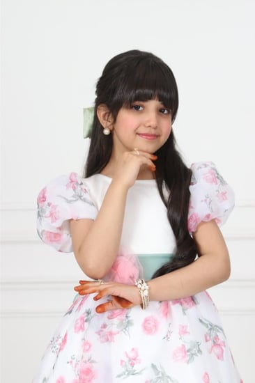 فستان بناتي أورجينزا أوف وايت مشجر