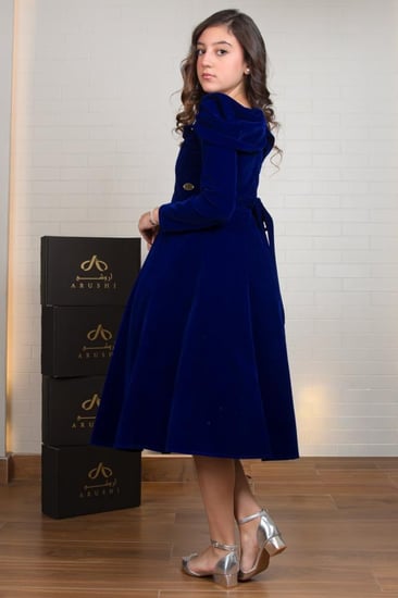 فستان السن المحير شتوي جوخ نيلي