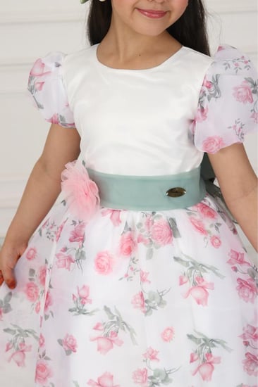 فستان بناتي أورجينزا أوف وايت مشجر