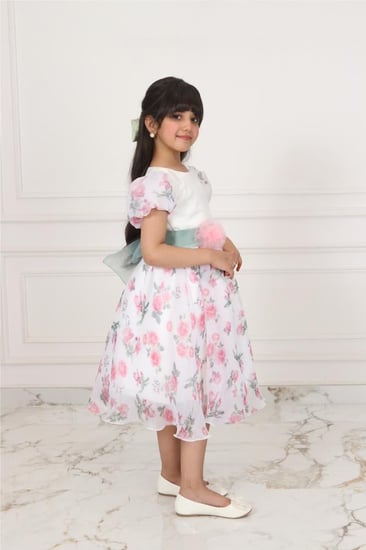 فستان بناتي أورجينزا أوف وايت مشجر