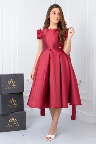 فستان السن المحير سهرة لون عودي فاخر