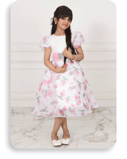 فستان بناتي أورجينزا أوف وايت مشجر