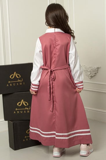 مريول بناتي للابتدائية خطين أبيض