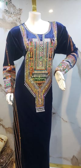 جلابية عسيري مخمل فاخرة  بألوان متعددة