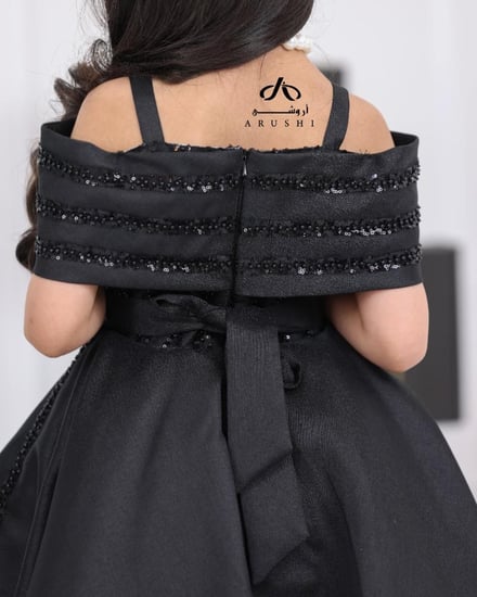 فستان بناتي تفتة روسي أسود كت مايل