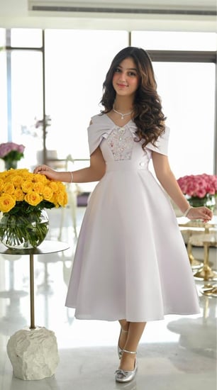 فستان السن المحير تفتة روسي موف فاتح