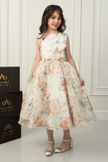 فستان ياسمين أورجينزا مشجر راقي  .. فستان بناتي