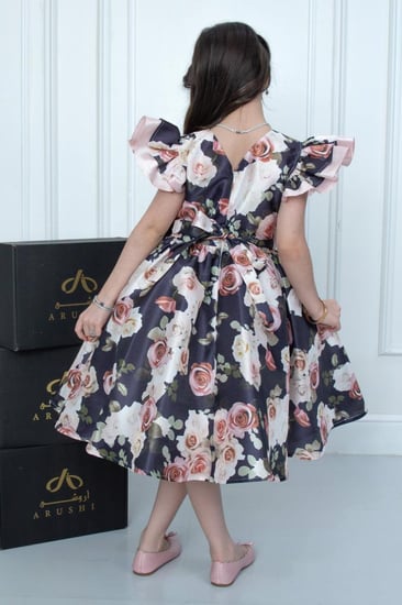 فستان الجوهرة تفتة روسي مشجر  .. فستان بناتي